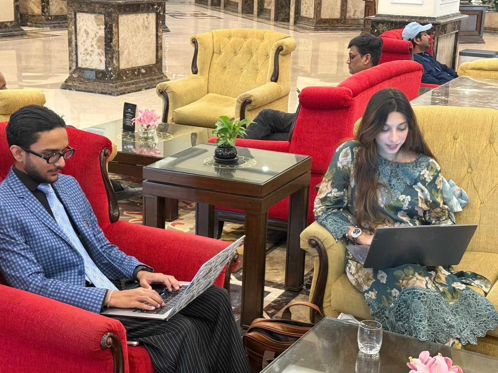 Maaz and Tanisha at the New Friends Colony office